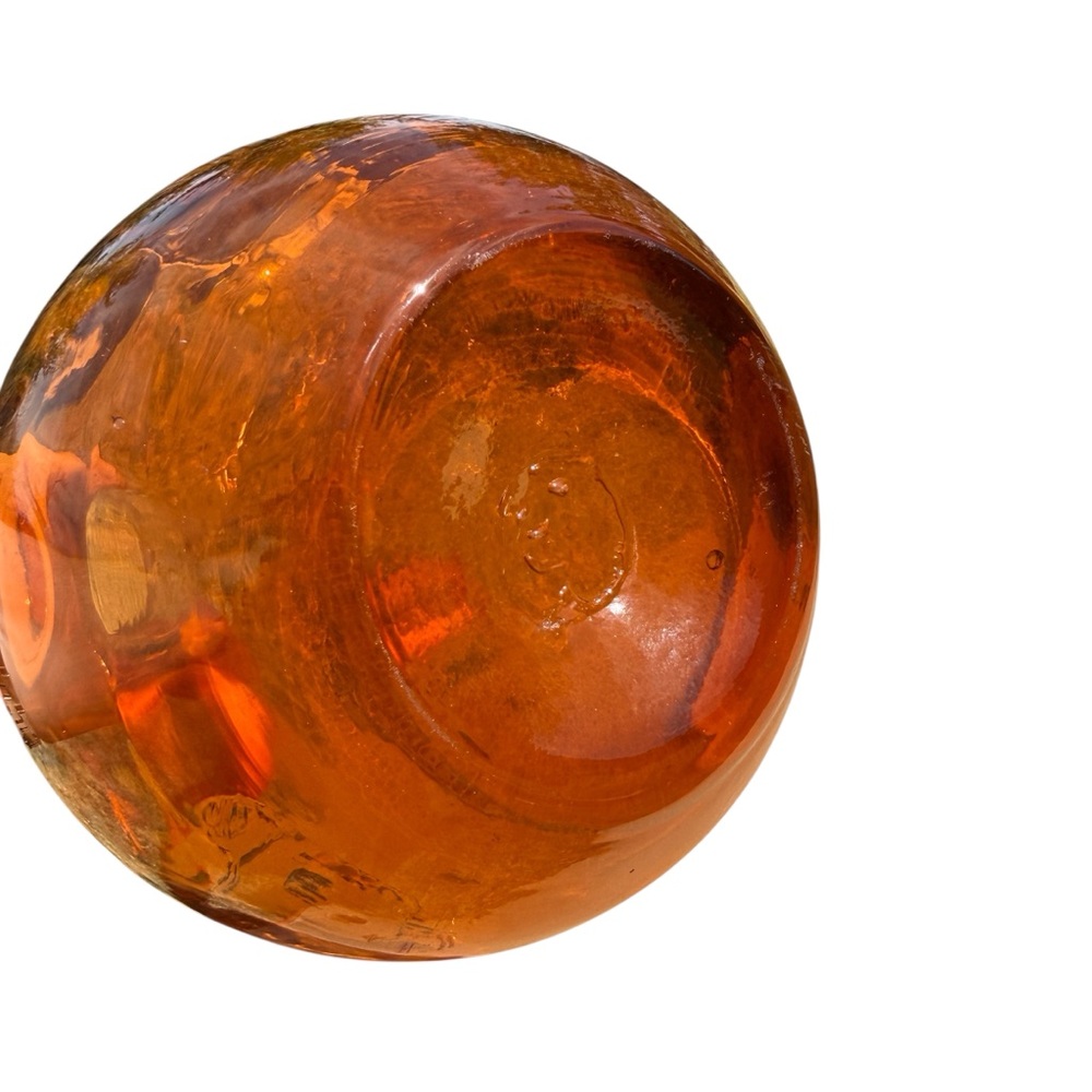Mid Century Amber Swung Glass Vase 10” MCM Viking Style Retro Art Glass Vintage - Picture 9 of 12